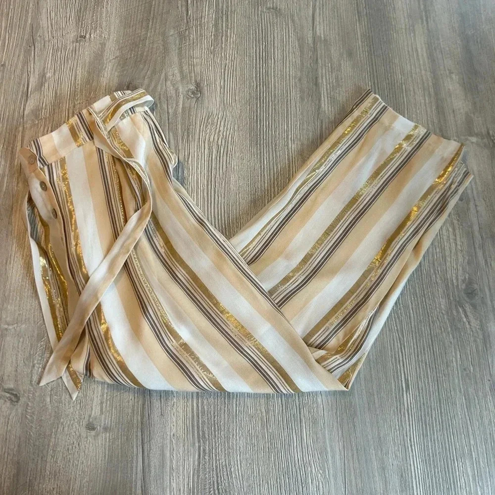 Saltwater Luxe Women's Pants Striped Retreat Crop Wide Leg Flare Size Small NWT